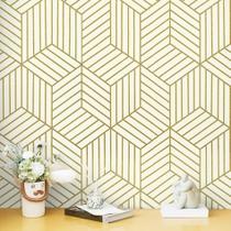 Papel de parede CiciWind Bege e Dourado Geometric Peel and Stick
