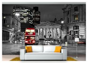 Papel De Parede Cidade Londres Ônibus Cinza Ncd158