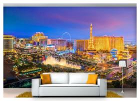 Papel De Parede Cidade Prédios Las Vegas 3D Nc5