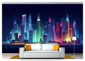 Papel De Parede Cidade Prédios Retrô Wave 3D 6M² Ncd229