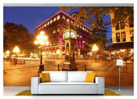 Papel De Parede Cidade Relógio Luzes Praça 3D Ncd163 Papel De Parede Cidade Relógio Luzes Praça 3D Ncd163