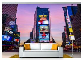 Papel De Parede Cidade Time Square Ny Taxi 3D Ncd191