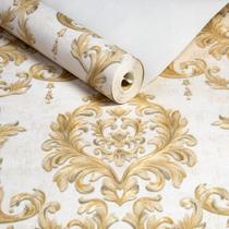 Papel de Parede Clássico Arabesco Medalhão Com Brilho Vinílico - Rolo 10mx53cm