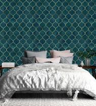 Papel De parede clássico Marraskesh Em Tons De Azul turquesa E Gold Papel De parede clássico Marraskesh Em Tons De Azul turquesa E Gold