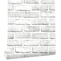 Papel de parede Cohoo Home Brick Peel and Stick Branco Cinza 3D