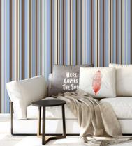 Papel De parede Com listras Em Tons De marrom Azul E Bege Papel De parede Com listras Em Tons De marrom Azul E Bege