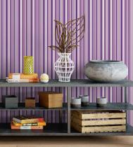 Papel De parede Com listras Em Tons De roxo lilás claro E Branco