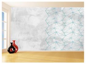 Papel De Parede Concreto Linhas Azul Turquesa 3,5M Kkt312