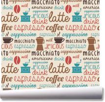 Papel de parede cozinha café letras grãos cappuccino gourmet A218