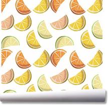 Papel De Parede Cozinha Fruta Limão Laranja Kit 02 Rolos A07