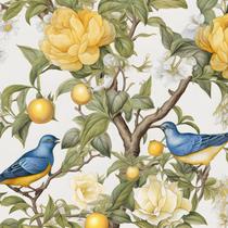 Papel de parede Danodoi Blue Limoeiro Floral 44,5cm x 10m