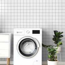 Papel de Parede de Grid Adesivo Preto e Branco Lavável