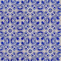 Papel de Parede Decorativo Azulejo Simples Azul e Branco Off White 3,3m