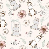 Papel de Parede Decorativo Baby Animaiszinhos Delicado em Tons Claros 3,3m Papel de Parede Decorativo Baby Animaiszinhos Delicado em Tons Claros 3,3m