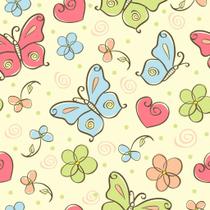 Papel de Parede Decorativo Baby Borboletinhas Coloridas com Fundo Amarelo Claro 2,5m Papel de Parede Decorativo Baby Borboletinhas Coloridas com Fundo Amarelo Claro 2,5m