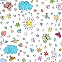 Papel de Parede Decorativo Baby Desenhos Rabiscados Cute Coloridos 1,5m