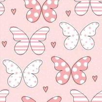 Papel de Parede Decorativo Baby Geométrico Borboletas Rosas com Listras e Bolinhas 2,5m Papel de Parede Decorativo Baby Geométrico Borboletas Rosas com Listras e Bolinhas 2,5m