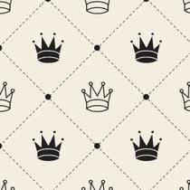 Papel de Parede Decorativo Baby Geométrico Coroas Pretas com Fundo Bege 2,5m Papel de Parede Decorativo Baby Geométrico Coroas Pretas com Fundo Bege 2,5m