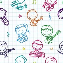 Papel de Parede Decorativo Baby Meninos e Meninas Desenhos Coloridos em Folha de Caderno 3,0m