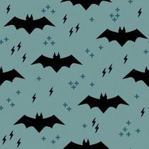 Papel de Parede Decorativo Baby Morceguinhos Pretos com Fundo Verde Claro 3,3m