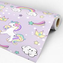 Papel de Parede Decorativo Baby Unicórnio Roxo Cute Para Meninas 2M