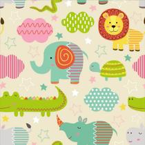 Papel de Parede Decorativo Baby Zoo Animais Coloridos 2,5m