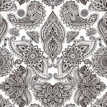 Papel de Parede Decorativo Damask Ganesha Preto e Branco 1,5m