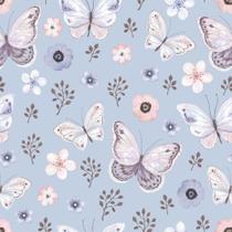 Papel de Parede Decorativo Floral Borboletas e Roxo 1,5m
