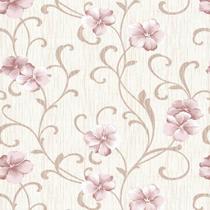 Papel de Parede Decorativo Floral Delicado Rosa e Bege 2,5m