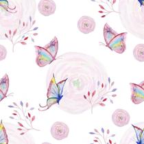 Papel de Parede Decorativo Floral e Borboletas 3,3m