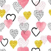 Papel de Parede Decorativo Temático Corações Teens Rosas 2,5m