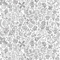 Papel de Parede Desenho para Colorir Space 2,70x0,57m
