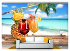 Papel De Parede Drinks Bebidas Praia Verão 3D Al115