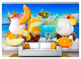 Papel De Parede Drinks Bebidas Praia Verão 3D Al116