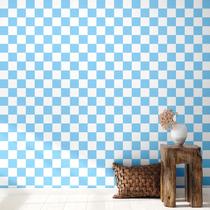 Papel de parede Drydiet Retro Checkered Impermeável 40cm x 3m Azul Cinza