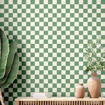 Papel de parede Drydiet Retro Checkered Peel and Stick Green