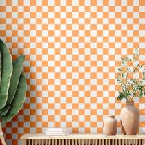 Papel de parede Drydiet Retro Checkered Peel and Stick Orange