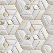 Papel de Parede Efeito Gesso 3D Gold Cinza Geometrico 15m - Colaí