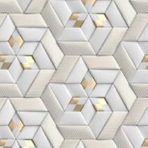 Papel De Parede Efeito Gesso 3D Gold Cinza Geometrico 15M