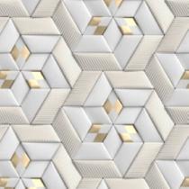 Papel de Parede Efeito Gesso 3D Gold Cinza Geometrico 9m - Colaí