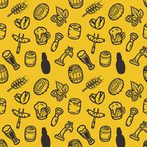 Papel de Parede Elementos Bebida Fundo Amarelo Beer