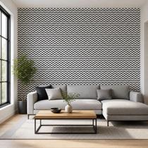 Papel De Parede Estampa Chevron Preto E Branco Adesivo 3Mx50cm Antimofo Papel De Parede Estampa Chevron Preto E Branco Adesivo 3Mx50cm Antimofo
