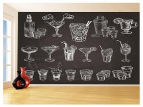 Papel De Parede Estilo Lousa Bebdias Bar Drink 3,5M Lcb22