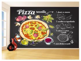 Papel De Parede Estilo Lousa Pizza Ingrediente 3,5M Lcb01