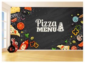 Papel De Parede Estilo Lousa Pizza Ingrediente 3,5M Lcb03