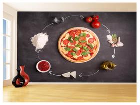 Papel De Parede Estilo Lousa Pizza Ingrediente 3,5M Lcb04