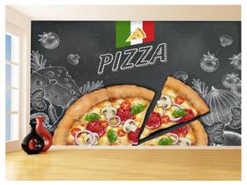 Papel De Parede Estilo Lousa Pizza Ingrediente 3,5M Lcb10