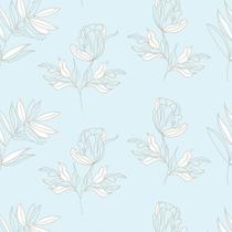 Papel de Parede Floral Azul Claro e Branco