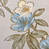 Papel de Parede Floral Azul Offwhite Dourado Vinílico Homehaus Luxo