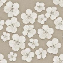 Papel de Parede Floral Branco e Marrom Vintage